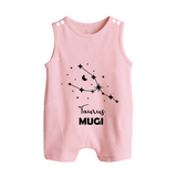 Taurus Zodiac Constellation Button Romper - BABY PINK - New Born (Chest 18")