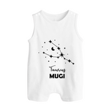 Taurus Zodiac Constellation Button Romper - WHITE - New Born (Chest 18")