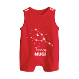 Taurus Zodiac Constellation Button Romper - RED - New Born (Chest 18")