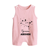 Gemini Zodiac Constellation Button Romper - BABY PINK - New Born (Chest 18")