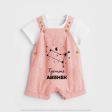 Gemini Zodiac Constellation Dungaree - PEACH - 0 - 5 Months Old (Chest 18")