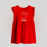 Gemini Zodiac Constellation Baby Frock - RED - 0 - 3 Months Old (Chest 17")
