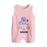 Libra Zodiac Balance Symbol Printed Button Romper - BABY PINK - New Born (Chest 18")