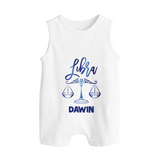 Libra Zodiac Balance Symbol Printed Button Romper - WHITE - New Born (Chest 18")