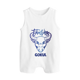 Taurus Bull Zodiac Symbol Printed Button Romper - WHITE - New Born (Chest 18")