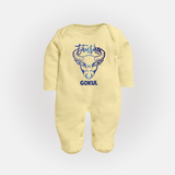 Taurus Bull Zodiac Symbol PrintedFullbody Suit - PASTEL YELLOW - New Born (Chest 7.5")