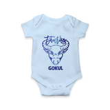 Taurus Bull Zodiac Symbol Printed Romper - BABY BLUE - New Born (Chest 14")