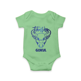 Taurus Bull Zodiac Symbol Printed Romper - GREEN - New Born (Chest 14")