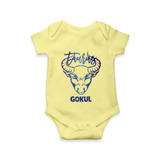 Taurus Bull Zodiac Symbol Printed Romper - PASTEL YELLOW - New Born (Chest 14")