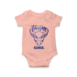 Taurus Bull Zodiac Symbol Printed Romper - PEACH - New Born (Chest 14")
