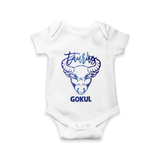 Taurus Bull Zodiac Symbol Printed Romper - WHITE - New Born (Chest 14")