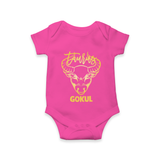 Taurus Bull Zodiac Symbol Printed Romper - HOT PINK - New Born (Chest 14")