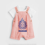 Leo Lion Zodiac Symbol Printed Dungaree - PEACH - 0 - 5 Months Old (Chest 18")