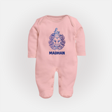 Leo Lion Zodiac Symbol PrintedFullbody Suit - BABY PINK - New Born (Chest 7.5")