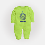 Leo Lion Zodiac Symbol PrintedFullbody Suit - LIME GREEN - New Born (Chest 7.5")