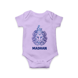Leo Lion Zodiac Symbol Printed Romper - LILAC - New Born (Chest 14")