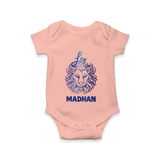 Leo Lion Zodiac Symbol Printed Romper - PEACH - New Born (Chest 14")