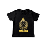 Leo Lion Zodiac Symbol Printed T shirt - BLACK - 0-5 Months Old (Chest 17")