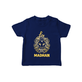 Leo Lion Zodiac Symbol Printed T shirt - NAVY BLUE - 0-5 Months Old (Chest 17")