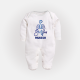 Scorpio Zodiac Scorpion Symbol PrintedFullbody Suit - WHITE - New Born (Chest 7.5")