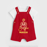 Scorpio Zodiac Scorpion Symbol Printed Dungaree - RED - 0 - 5 Months Old (Chest 18")