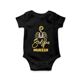 Scorpio Zodiac Scorpion Symbol Printed Romper - BLACK - New Born (Chest 14")