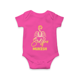 Scorpio Zodiac Scorpion Symbol Printed Romper - HOT PINK - New Born (Chest 14")