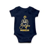 Scorpio Zodiac Scorpion Symbol Printed Romper - NAVY BLUE - New Born (Chest 14")