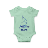Sagittarius Archer Zodiac Symbol Printed Romper - MINT GREEN - New Born (Chest 14")