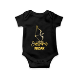 Sagittarius Archer Zodiac Symbol Printed Romper - BLACK - New Born (Chest 14")