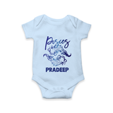 Pisces Fish Zodiac Symbol Printed Romper - BABY BLUE - New Born (Chest 14")