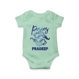 Pisces Fish Zodiac Symbol Printed Romper - MINT GREEN - New Born (Chest 14")