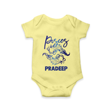 Pisces Fish Zodiac Symbol Printed Romper - PASTEL YELLOW - New Born (Chest 14")