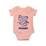 Pisces Fish Zodiac Symbol Printed Romper - PEACH - New Born (Chest 14")
