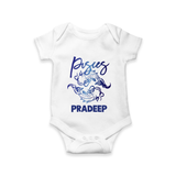Pisces Fish Zodiac Symbol Printed Romper - WHITE - New Born (Chest 14")