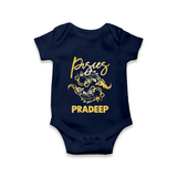 Pisces Fish Zodiac Symbol Printed Romper - NAVY BLUE - New Born (Chest 14")
