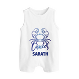 Cancer Crab Zodiac Symbol Printed Button Romper - WHITE - New Born (Chest 18")