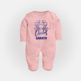 Cancer Crab Zodiac Symbol PrintedFullbody Suit - BABY PINK - New Born (Chest 7.5")