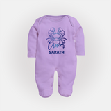 Cancer Crab Zodiac Symbol PrintedFullbody Suit - LILAC - New Born (Chest 7.5")