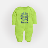 Cancer Crab Zodiac Symbol PrintedFullbody Suit - LIME GREEN - New Born (Chest 7.5")