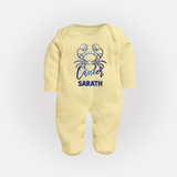 Cancer Crab Zodiac Symbol PrintedFullbody Suit - PASTEL YELLOW - New Born (Chest 7.5")