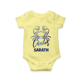 Cancer Crab Zodiac Symbol Printed Romper - PASTEL YELLOW - New Born (Chest 14")