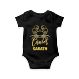 Cancer Crab Zodiac Symbol Printed Romper - BLACK - New Born (Chest 14")