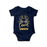 Cancer Crab Zodiac Symbol Printed Romper - NAVY BLUE - New Born (Chest 14")