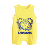 Gemini Twin Star Sign Printed Button Romper - PASTEL YELLOW - New Born (Chest 18")