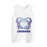 Gemini Twin Star Sign Printed Button Romper - WHITE - New Born (Chest 18")