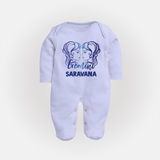 Gemini Twin Star Sign PrintedFullbody Suit - BABY BLUE - New Born (Chest 7.5")