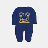 Gemini Twin Star Sign PrintedFullbody Suit - NAVY BLUE - New Born (Chest 7.5")