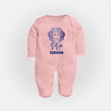 Virgo Zodiac Maiden Symbol PrintedFullbody Suit - BABY PINK - New Born (Chest 7.5")
