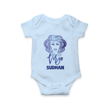 Virgo Zodiac Maiden Symbol Printed Romper - BABY BLUE - New Born (Chest 14")